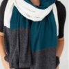 Eco-friendly scarf from organic cotton in teal colorblock