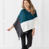 Organic cotton teal colorblock scarf for sustainable travel