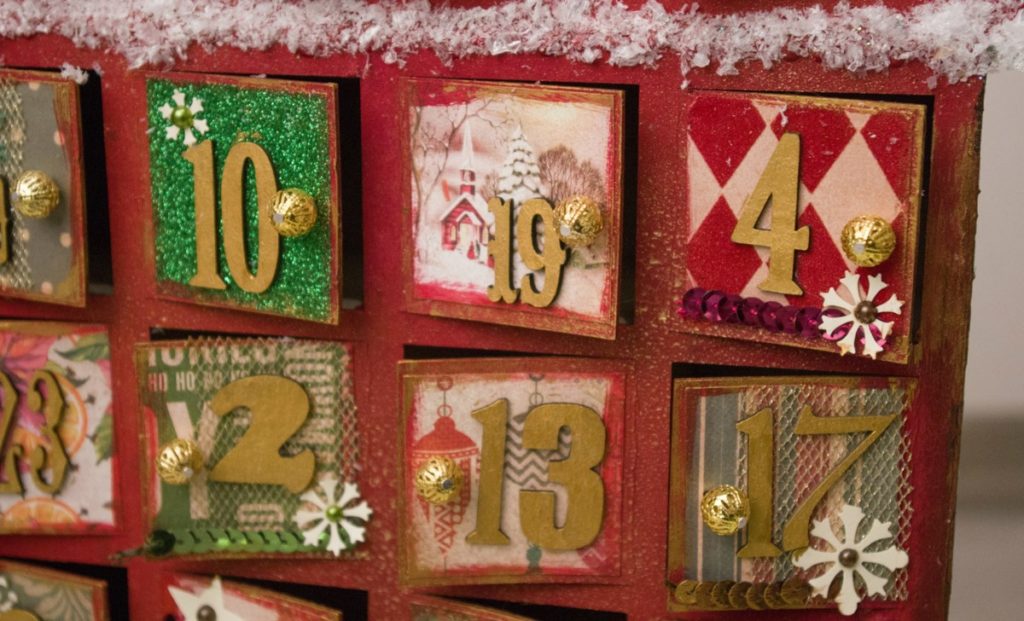 Wooden advent calendar for low waste holiday blog