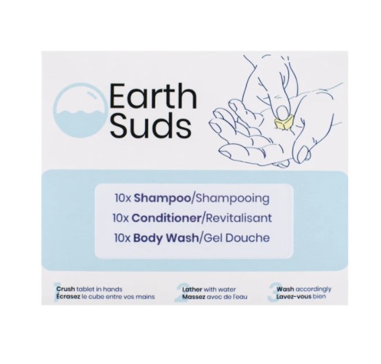 EarthSuds tablets are made without water, and are contained in plastic-free packaging, making this product a great eco-friendly option while at home or while traveling.