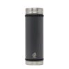 The Mizu insulated water bottle in grey with stainless steel accent is a great eco-friendly option for your next road trip.
