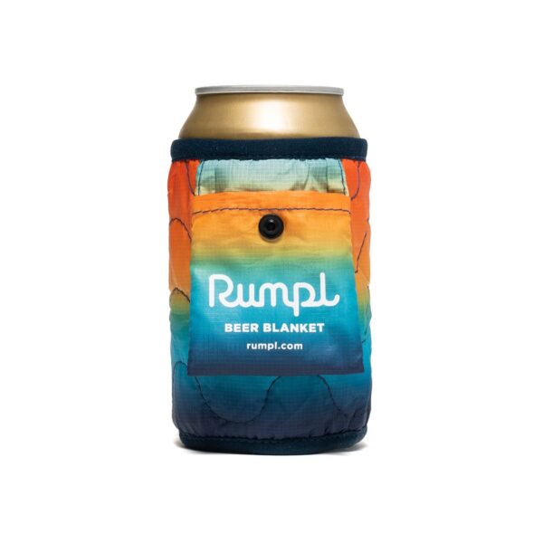 The beer blanket by Rumpl is a koozie that folds into itself and packs small. This koozie is eco-friendly and easy to take with you on your next trip.