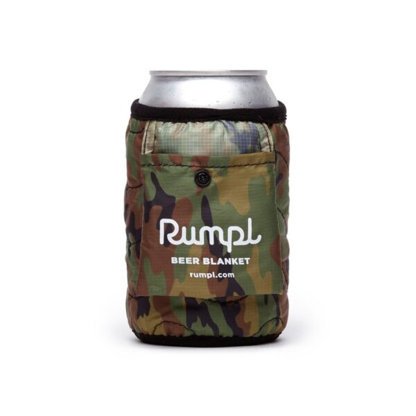 The beer blanket by Rumpl is a koozie that folds into itself and packs small. This koozie is eco-friendly and easy to take with you on your next trip.
