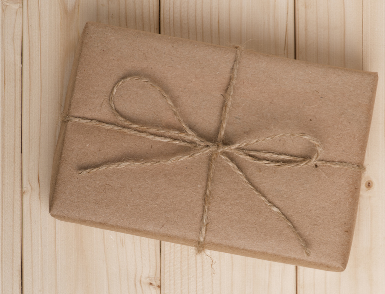 Sustainable gift box wrapped in plastic free paper