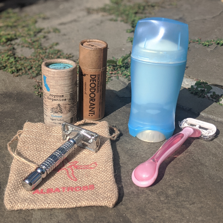 Plastic free sustainable swap natural deodorant and plastic free razor