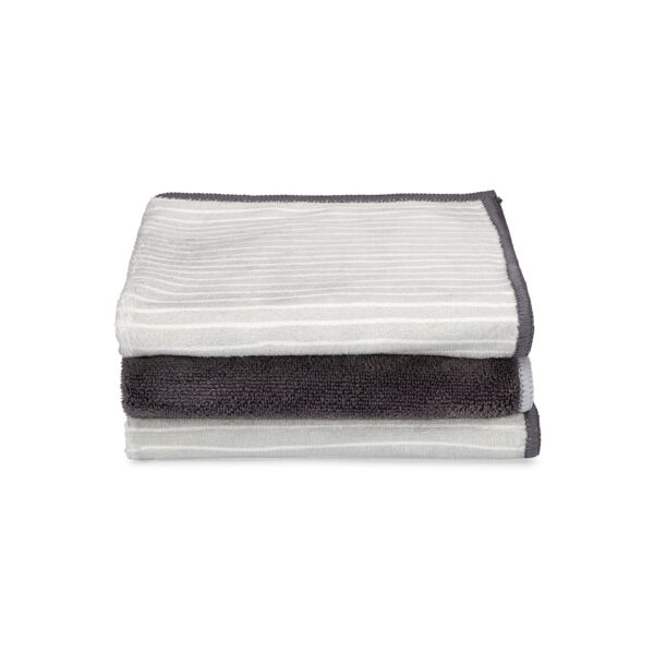 Set of three grey recycled microfiber cleaning cloths from Full Circle for eco friendly cleaning