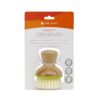 Bamboo and recycled plastic bubble up dish brush with green rim