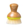 Bamboo and recycled plastic bubble up dish brush with green rim