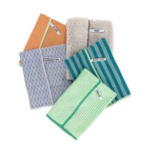 Set of 5 recycled microfiber cleaning cloths from Full Circle Home for sustainable cleaning products