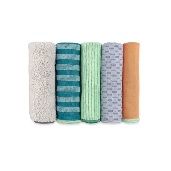 Set of 5 recycled microfiber cleaning cloths from Full Circle Home for sustainable cleaning products