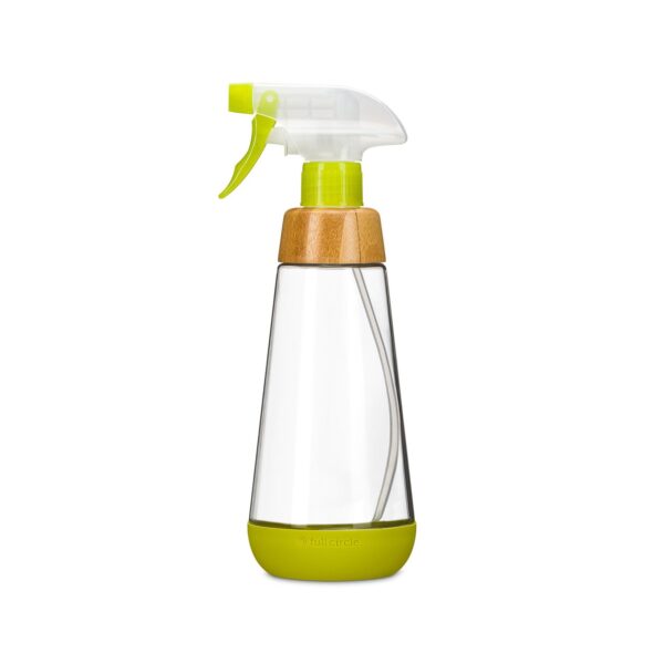 Reusable glass and green silicone spray bottle for the low waste lifestyle