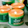 Deet-free natural bug repellent candles trio set lit on a table