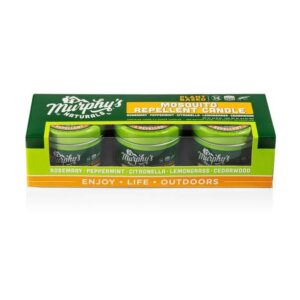 Deet-free natural bug repellant candle trio from Murphy's Naturals in plastic free packaging