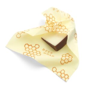 This Beeswrap brand food wrap made for cheese is eco-friendly and made with beeswax, so it is fully biodegradable. Shown with honeycomb design.