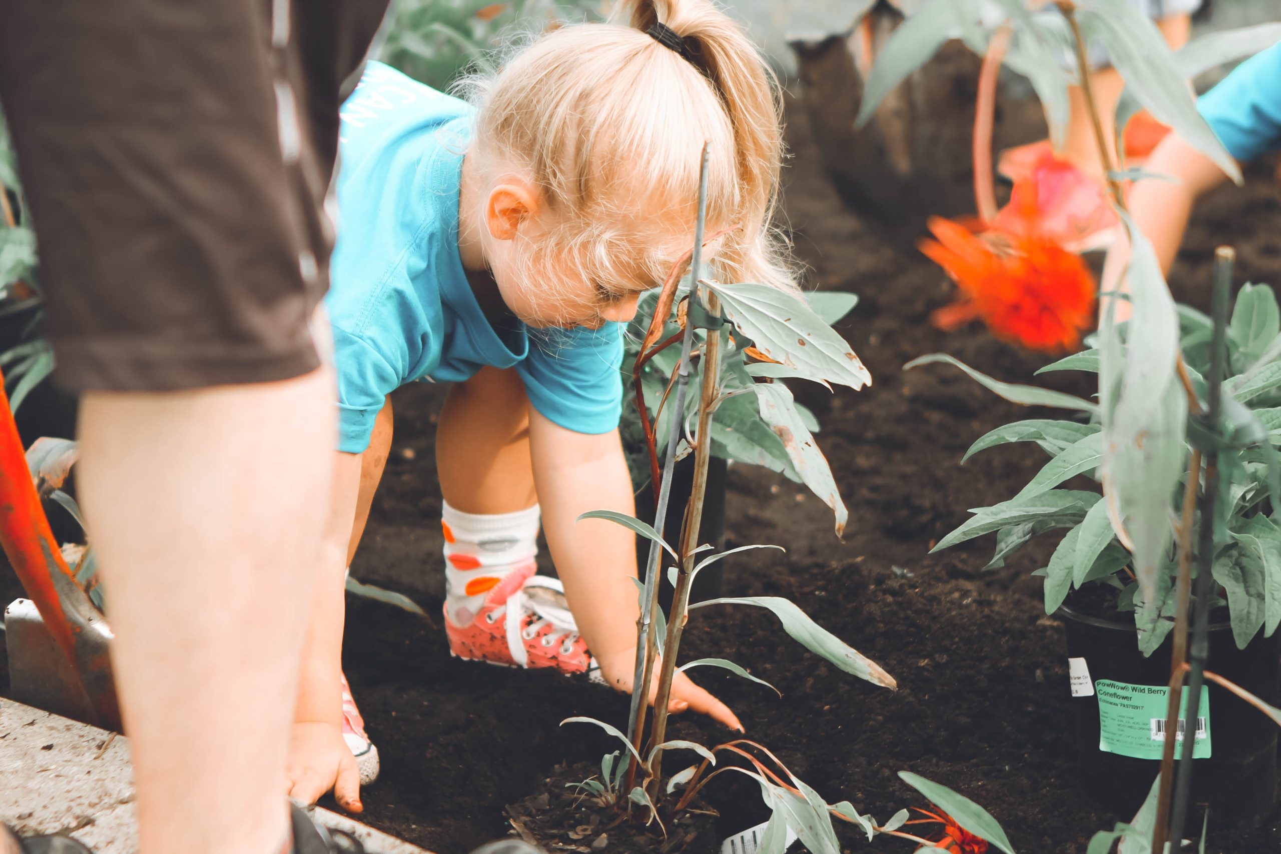 Kid outside planting for eco-conscious kid blog