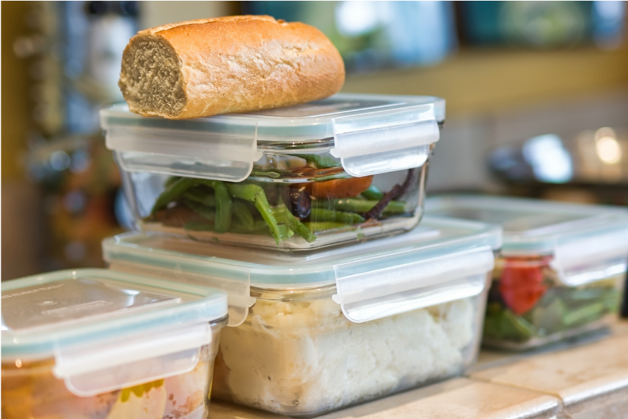 Leftovers in eco-friendly reusable food storage
