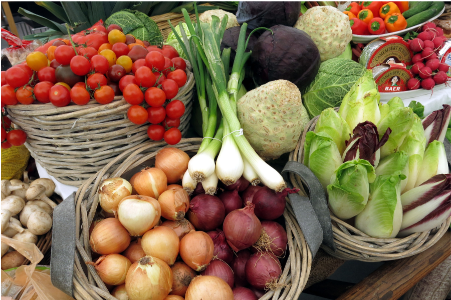 Vegetables in baskets