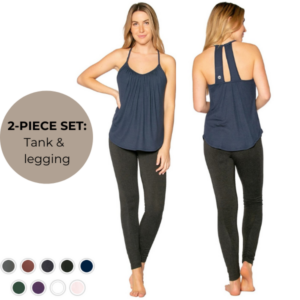 Woman modeling sustainable gift set of JJ Winks tank and legging