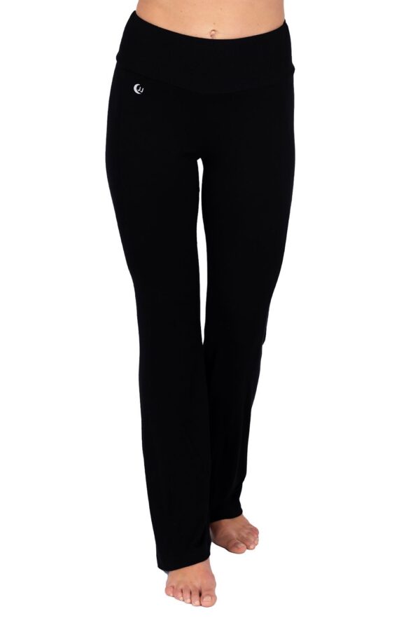 JJWinks Happy Hour pants, shown here in black, have a no muffin top higher waist band. Made in the USA with eco-friendly Tencel Modal fabric.