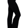 Model is wearing the earth-friendly black happy hour pants by JJWinks, with slimming side panel and a no muffin top four inch waist band.