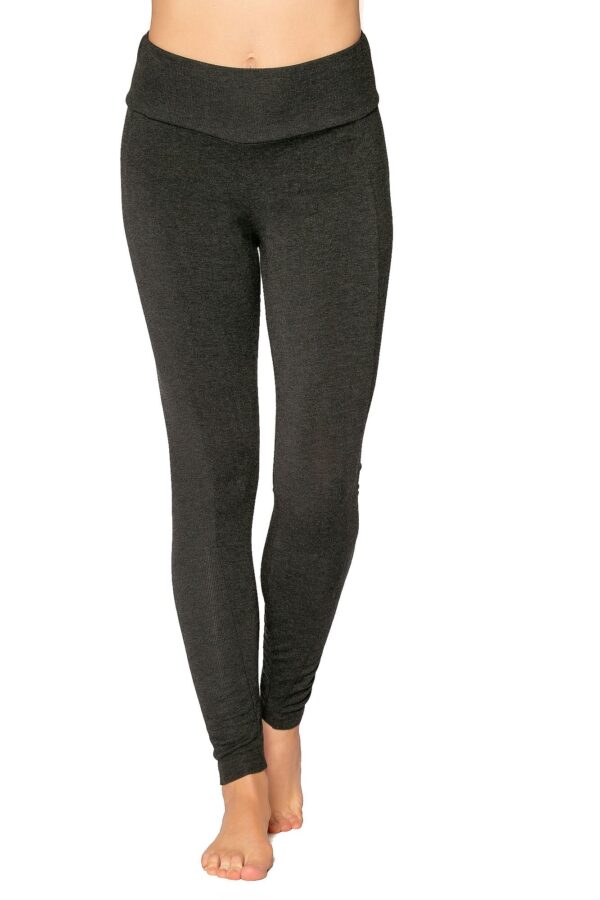 The Cloud 9 leggings b JJWinks, made from eco-friendly Tencel Modal material, shown here in charcoal, is soft and buttery and made in USA!