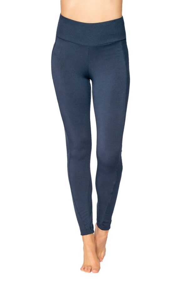 The Cloud 9 leggings b JJWinks, made from earth-friendly Tencel Modal material, shown here in navy, is soft and buttery and made in USA!