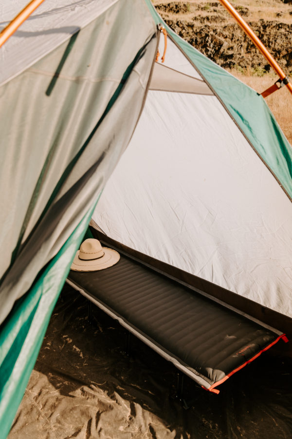 Airtite travel cot in tent