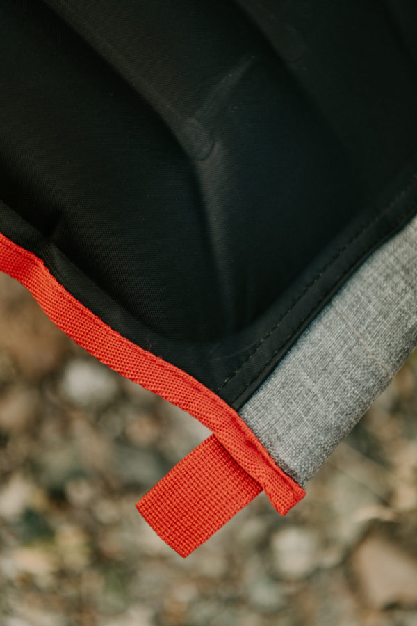 Close up of fabric in Airtite travel camping cot