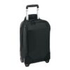 The Tarmac XE 2-Wheel International Carry On by Eagle Creek, shown here in Black, is an earth-friendly luggage that is also super durable and water resistant.
