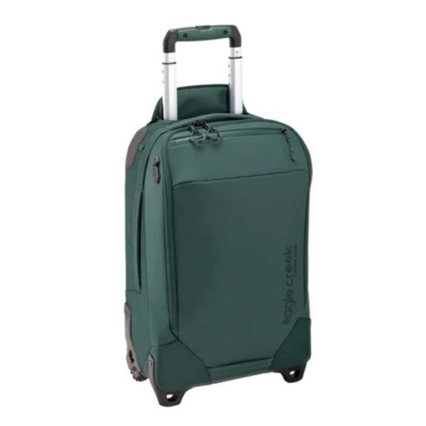 The Tarmac XE 2-Wheel International Carry On by Eagle Creek, shown here in Arctic Seagrass, is an eco-friendly luggage that is also super durable and water resistant.