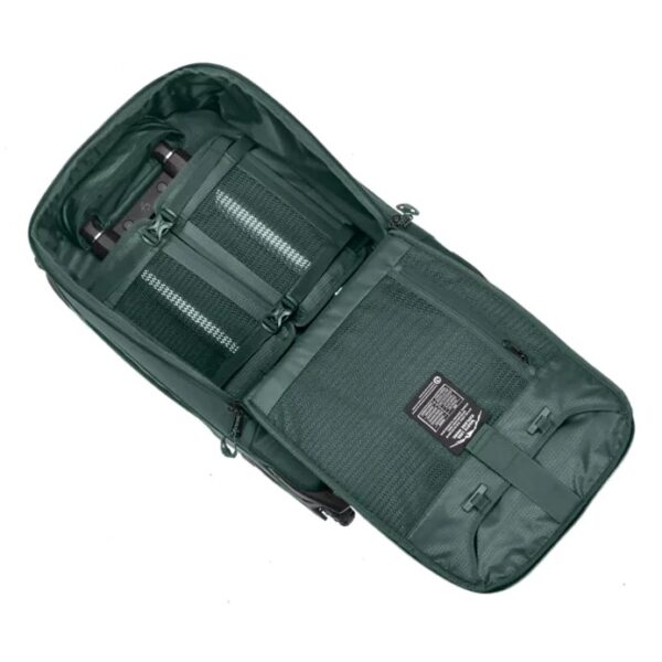 The Tarmac XE 2-Wheel International Carry On by Eagle Creek, shown here in Arctic Seagrass, has a 15 inch padded laptop sleeve with toggle attachment loops to integrate additional organization solutions like Pack-It organizers. Made from 100% recycled materials.