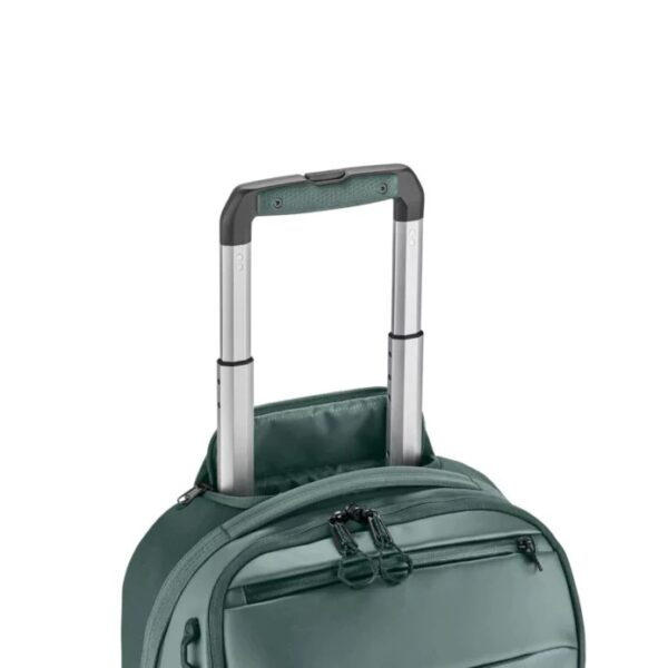 The Tarmac XE 2-Wheel International Carry On by Eagle Creek, shown here in Arctic Seagrass, has an impact resistant handle system, durable fabric, and water resistant zippers. Made from 100% recycled materials.