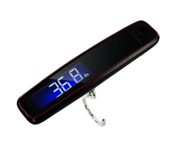 Front view of portable, digital luggage scale.