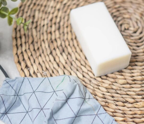View of eco-friendly, low waste laundry stain remover bar