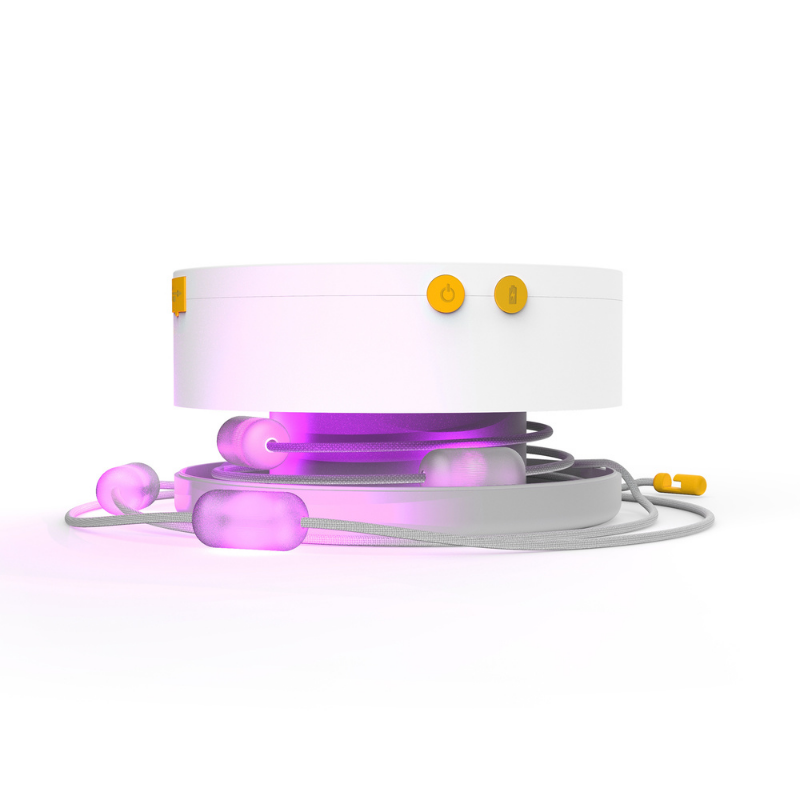 MPOWERED-COLOR-SOLAR-STRING-LIGHTS-C2 Open view of Luci Color Solar Powered String lights, violet, for sustainable travel