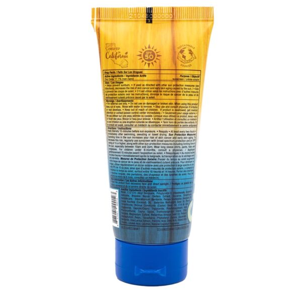 Back of 3oz 50 SPF reef-safe sunscreen from Sea & Summit