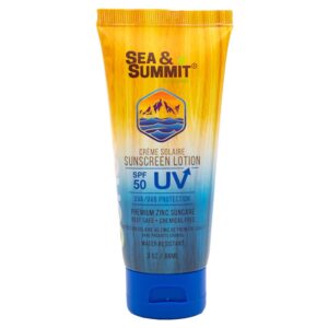 View of travel size 3oz 50 SPF reef-safe sunscreen from Sea & Summit