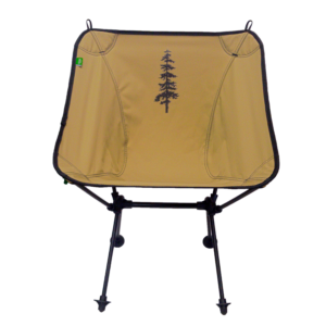 The Joey foldable travel chair is very compact and durable. This eco-friendly chair is made with REPREVE recycled materials; shown here with a tree decal on the fabric.