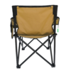 The eco friendly Big Kahuna Travel Chair is made from Repreve Recycled Fabrics. The back is shown here with a brown fabric, extra storage compartment with zipper, and attached bottle opener.