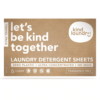 Front view of travel pack of plastic-free laundry detergent sheets