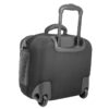 The eco-friendly Hybrid Rolling Tote by LiteGear, shown here in black, has inline skate wheels and a locking telescoping handle, and fits under most airline seats.