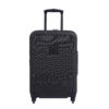 The sustainably made Meridian Luggage by Sherpani, shown here in black, has extensive features, including a strong, anti-crush exterior and a sturdy expandable handle.