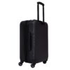 The sustainably made Meridian Luggage by Sherpani, shown here in black, has extensive features, including a strong, anti-crush exterior and a sturdy expandable handle.