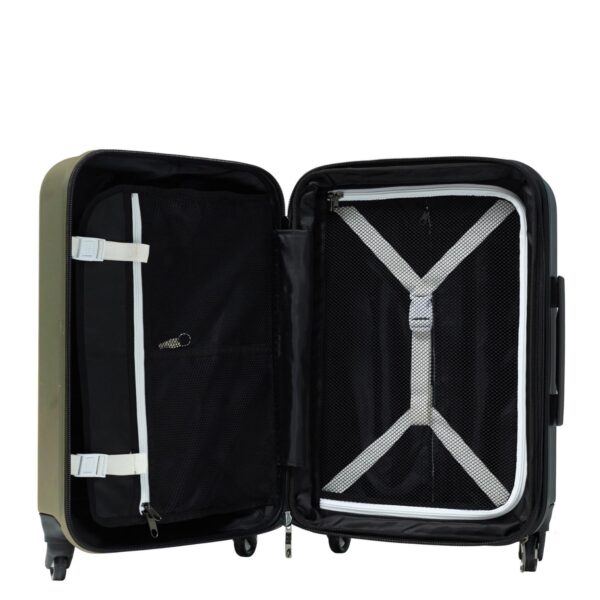 Meridian Luggage by Sherpani, shown here in sage, has multiple interior packing compartments for easy packing.