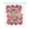 Strawberries pictured in reusable, low waste gallon leak-proof bag.