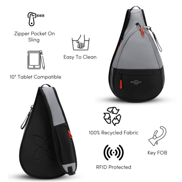 The sustainably made Esprit bag by Sherpani has many features, including being made from 100% recycled fabric, using RFID protected materials, and being 10 inch tablet compatible. It is also easy to clean!