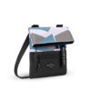 The sustainably-made Sherpani Pica crossbody bag is shown here in Summer Camo, which is a color-blocked camo and black bag with black zipper pulls.