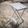 View of small, portable Canyon aluminum outdoor side table