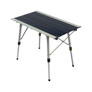 Full-heigh view of adjustable Grand Canyon aluminum, portable outdoor travel table