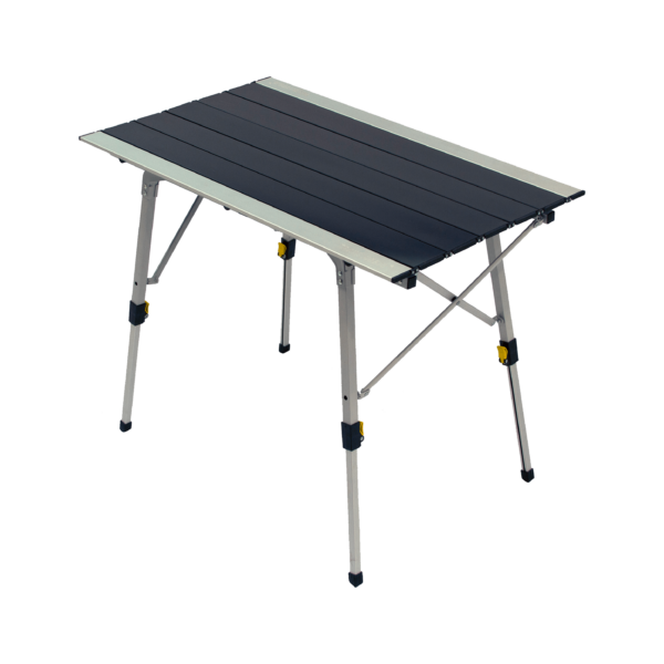 Full-heigh view of adjustable Grand Canyon aluminum, portable outdoor travel table